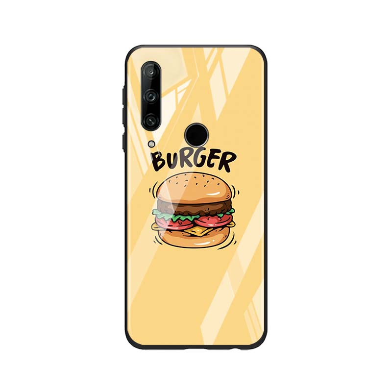 Gehärtetes Glas Neue Shell Luxusabdeckung Köstlicher Hamburger für Honor 30 20 10 9X 8X Pro Plus Lite Telefonhülle