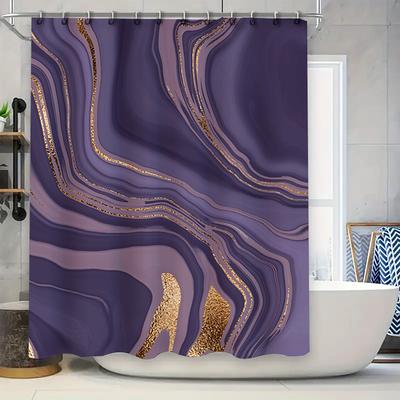 Luxury Geode Print Shower Curtain Modern Bathroom Decor for Girls Kids Purple White Gold High Heel Pattern Bath Mat Cover Easy