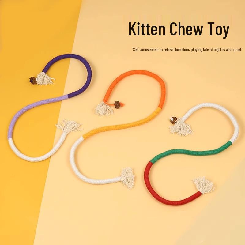 Cat Mint Rope Teaser Stick - Bite-Resistant Self-Play Toy for Boredom and Teething Relief