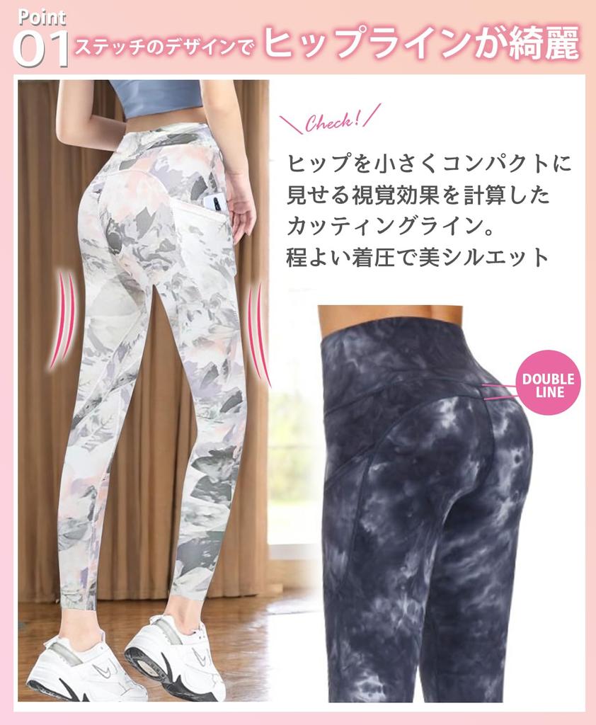 Ranmy Stage Patterned Yoga Sports Leggings with Watery Flower Size for Running and Gym Use Women's Leggings, Pants, Pockets, Pattern, M,