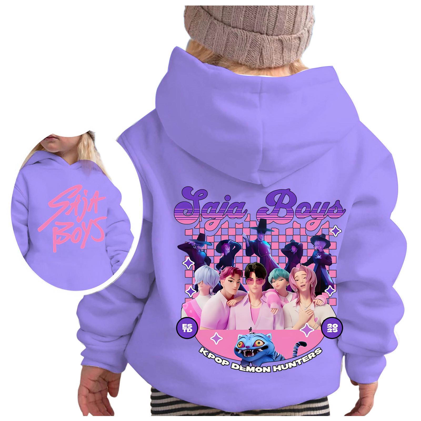 

K-POP Demon Hunter 2025 New Trend Hoodie for Boys and Girls - Autumn Collection 140 cm світло-фіолетового кольору