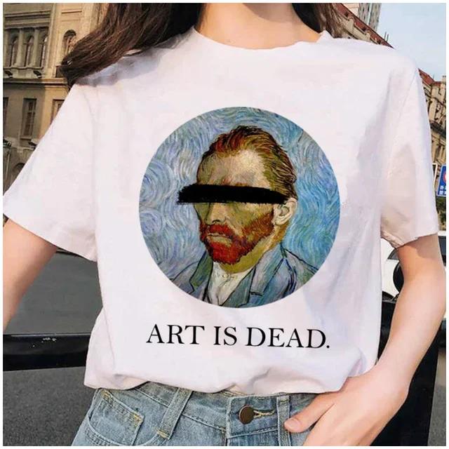 Women Clothes Summer Fashion Trendy Casual TShirt Van Gogh Cat Van Gogh Cat Art Oil Painting Printed T-Shirt Aesthetic Clothes
