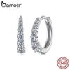BAMOER Moissanite Hoop Earrings for Women, 925 Silver Hypoallergenic Huggie Earrings with White Gold Plated MSE091
