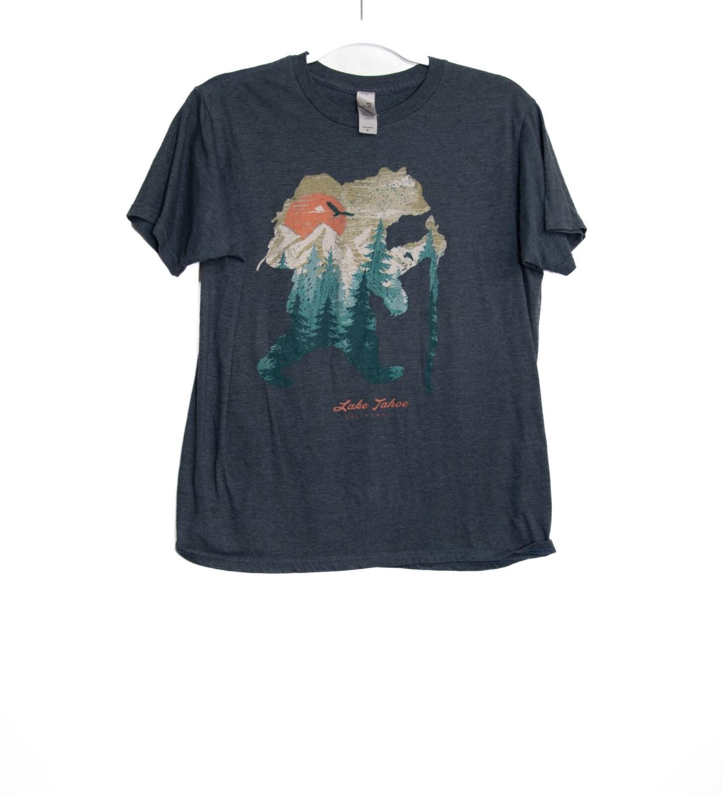 Lake Tahoe Graphic Tee Dark Heather Gray Short Sleeve Shirt California Nature S