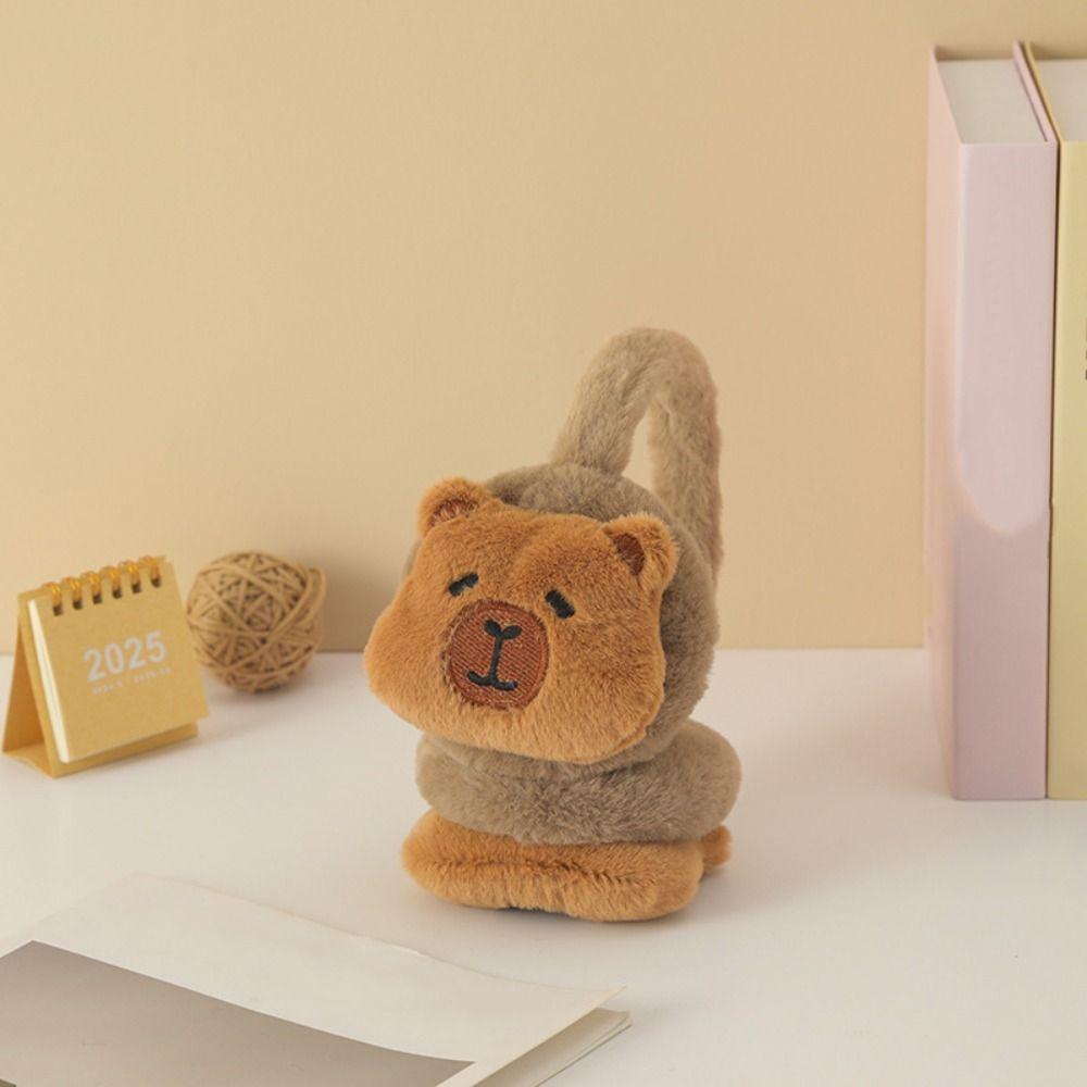 Windproof Capybara Plush Earmuffs Thicken Cute Ear Cover Animal Warm Earflaps  Outdoors Activities