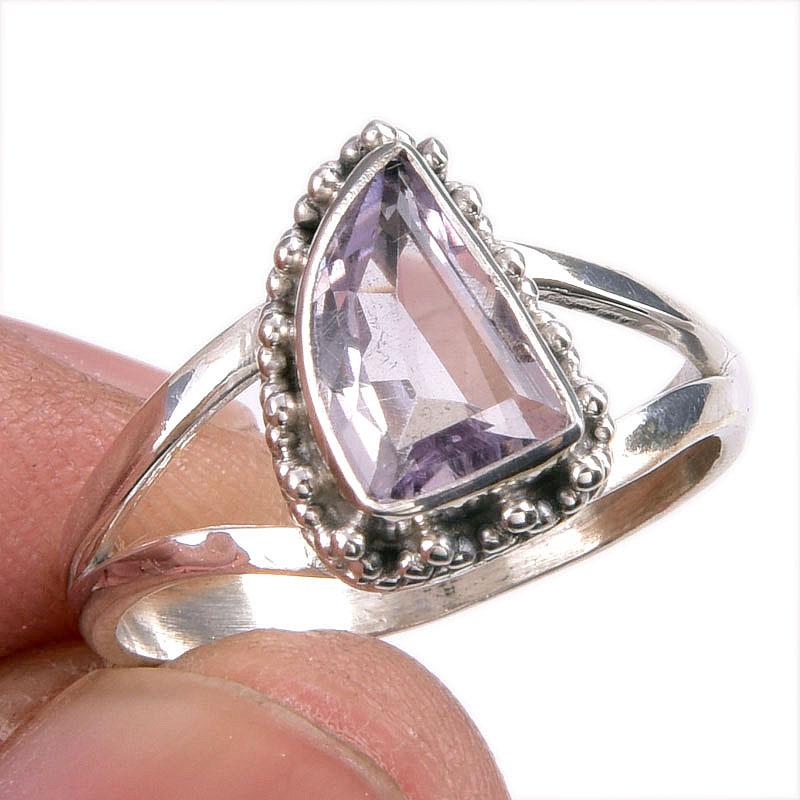 

Кольцо из натурального розового аметиста с драгоценным камнем ручной работы из цельного серебра 925 пробы S.7.5 w9E45