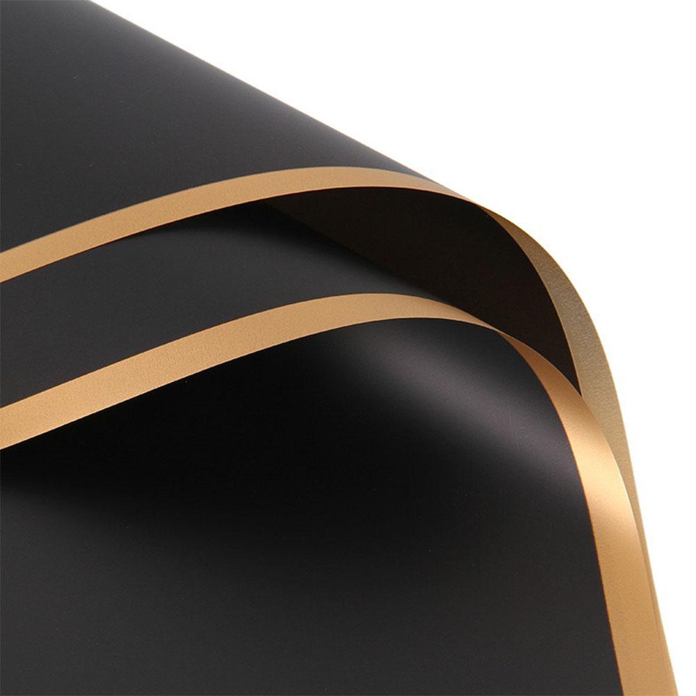 10 Sheet Gold Edge Floral Wrapping Paper Waterproof Bouquet Wrap Florist Supplies Fresh Flower Packaging Papers DIY For Gift Box