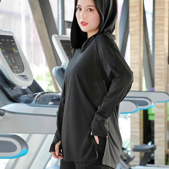 Trendy Plus Size Hooded Yoga Suit: Slimming, Medium-Long Fitness Top for Running
