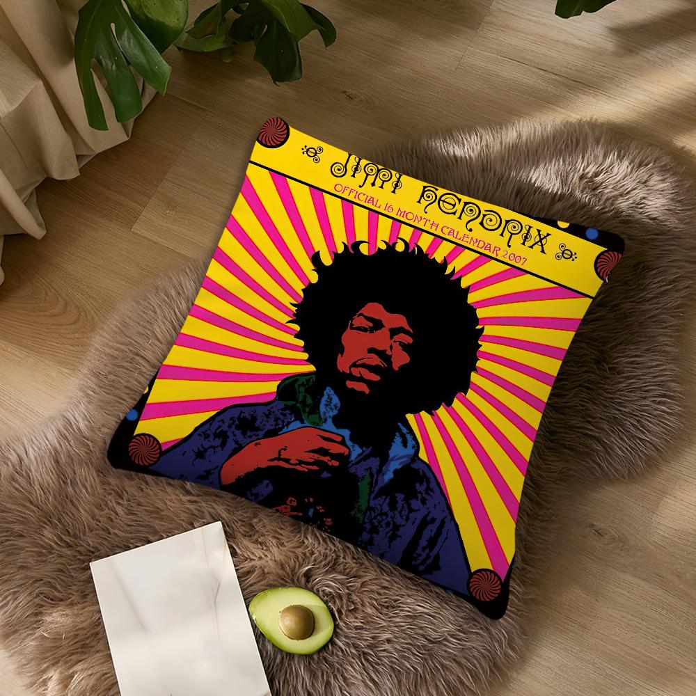 Singer J-Jimi H-Hendrix Cushion Cover Living Room Accent Couch Back Support Square Lounge Restful Nap Companion Pillow Case