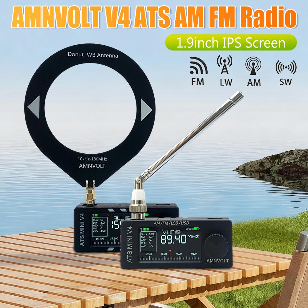AMNVOLT V4 ATS MINI SI4732 All Band DSP Radio FM/AM/SSB/LSB/USB Receiver Built-in Hi-Z Headphone Amplifier Genuine