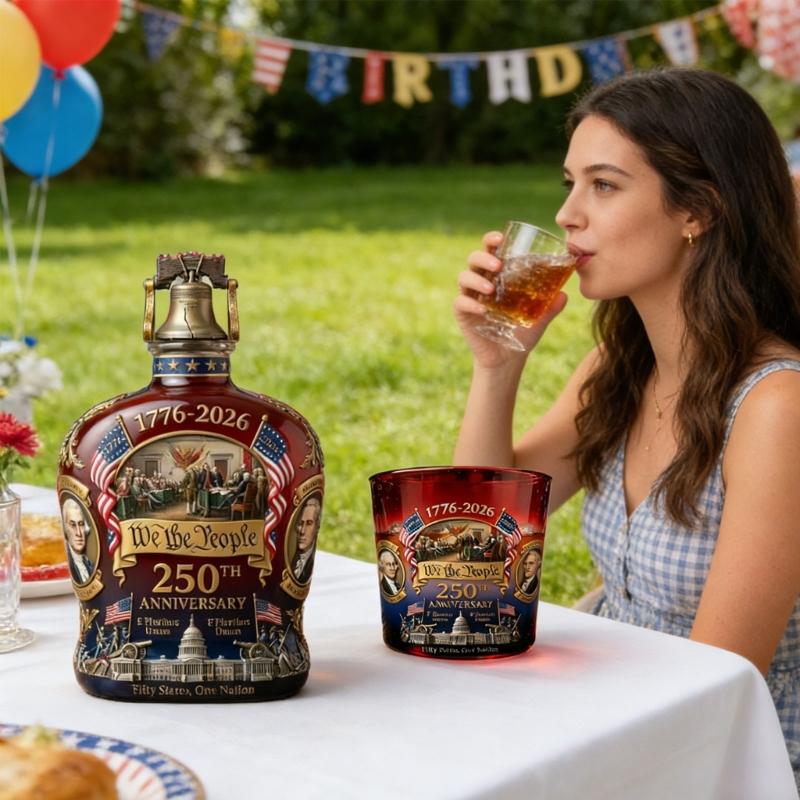 250th Anniversary American Whiskeys Decanter Set With Patriotic Designs For Collectors And History Enthusiasts