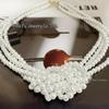 Retro Hong Kong Style Multi-Layer Glass Pearl Knotted Necklace for Elegant Women