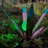 2Pcs Hand Painted Metal Agave Garden Ornaments Multi-Color LED Solar Light Blue Aloe Lawn Stakes Country Tequila Garden Ornament