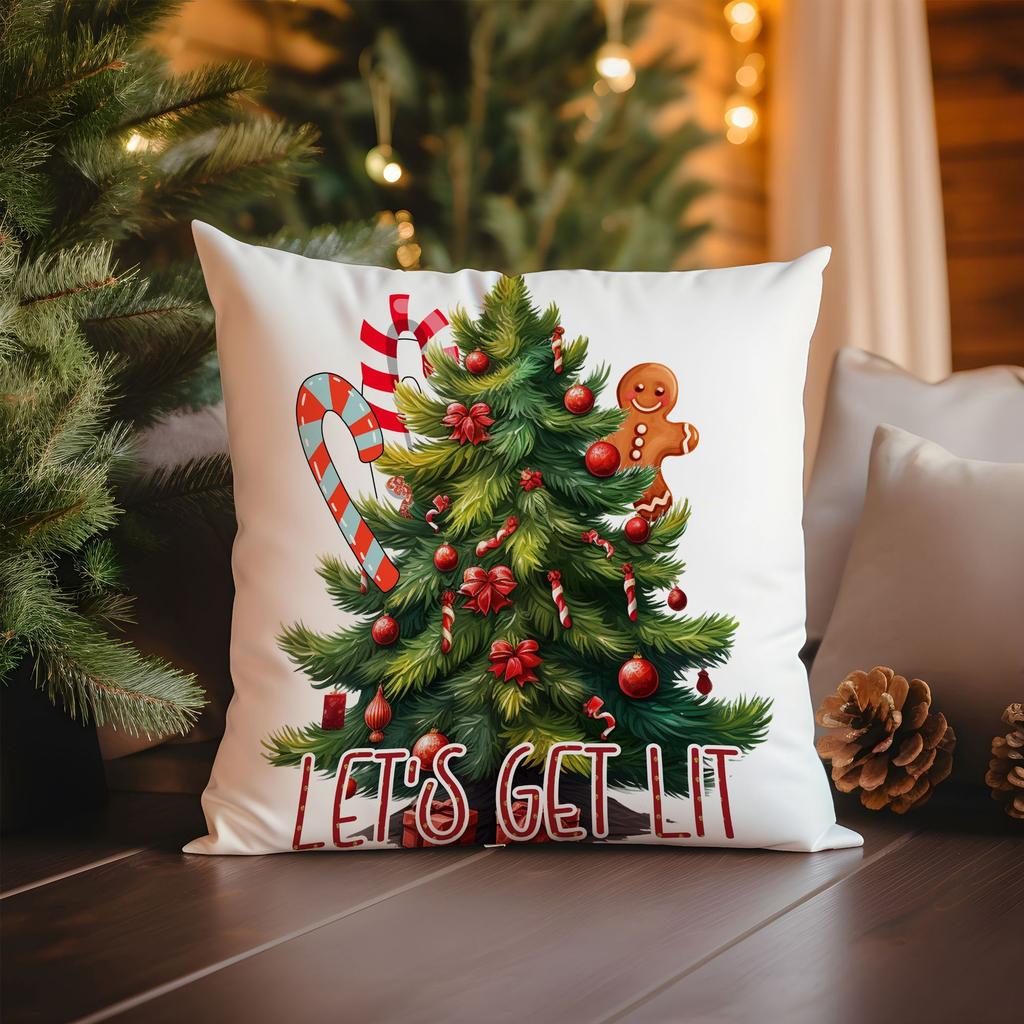 Christmas Tree Santa Claus Gift Series Linen Pillowcase Cushion Cover