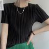 Miyake 2023 Women's Summer Pleated Short Sleeve Slimming T-Shirt with Round Neck and Hollow Out Design