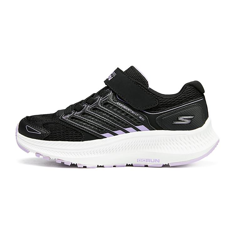 Skechers Girls Velcro Strap Comfortable Versatile Outdoor Shock Absorbing Durable Low Top Casual Shoes Kids sneaker Black 319058L-BKLV 29