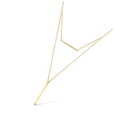 [Q4033] - Gold Plated Necklace 'Choreography' Gold - 38 and 45 Cm - 35x1 Mm