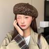American Retro Leopard Print Beret Hat for Women In Autumn and Winter Hot Girl Fashionable Temperament  Versatile Face  Newsboy Painter Hat