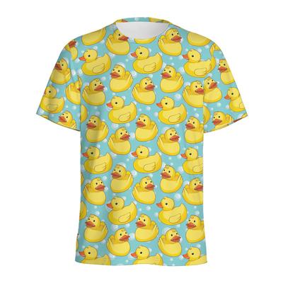 T-shirt Estiva Carina con Grafica di Anatra di Gomma Stampa 3D Modello Animali Anatre Magliette Casual Manica Corta per Bambini