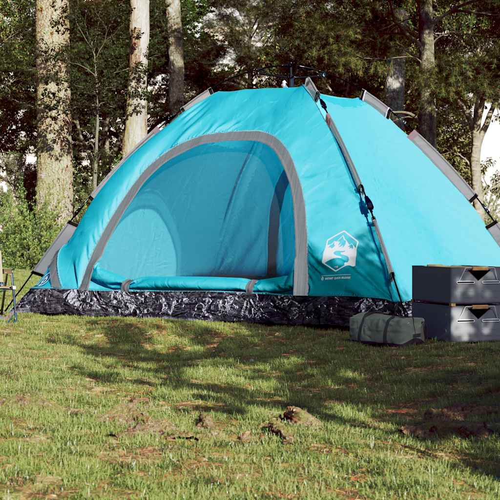 5 Person Camping Tent Blue Quick Release