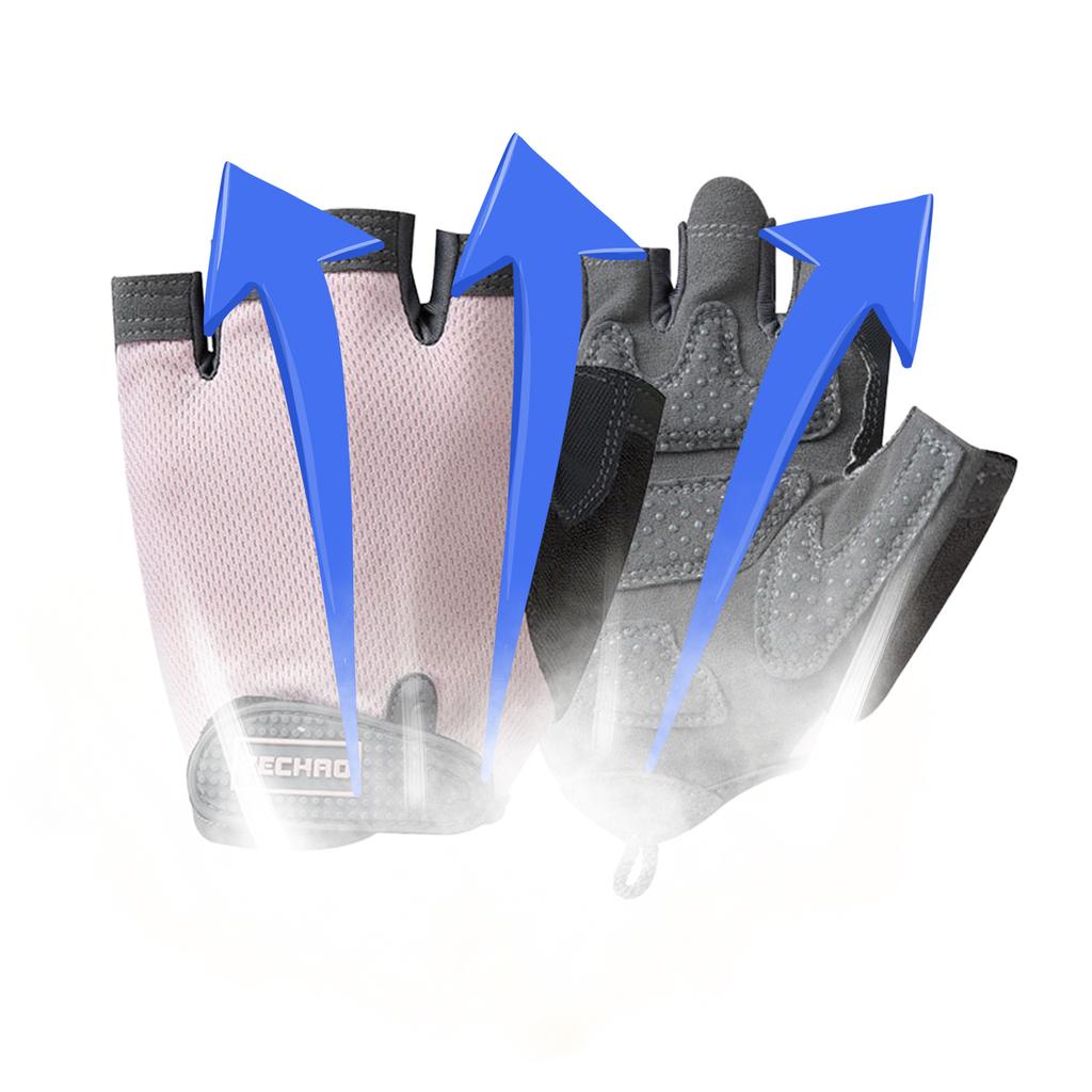 Guanti da Ciclismo Guanti da Bici Senza Dita Guanti a Mezzo Dito Per Ciclismo Regolabili Assorbi-Urto Traspiranti Bici Senza Dita