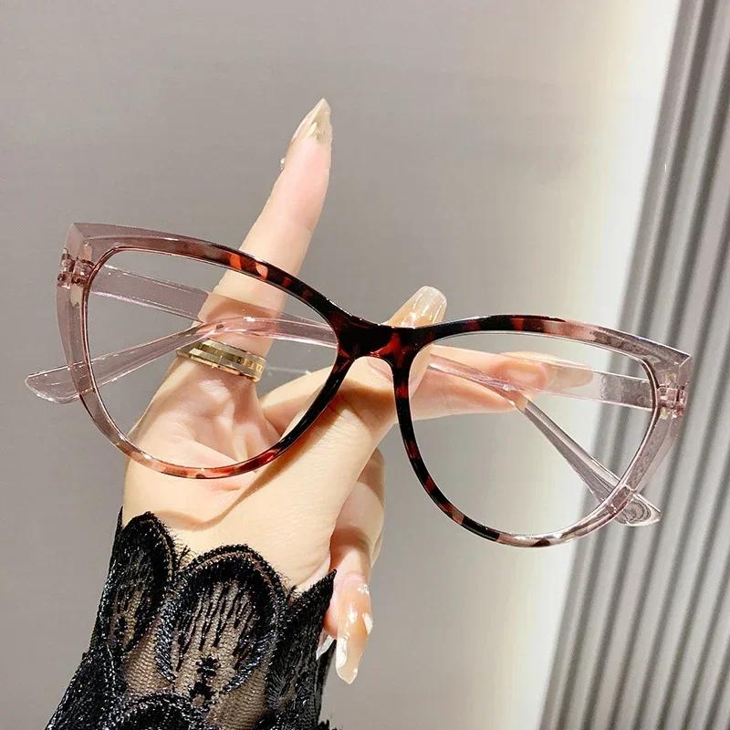 

Women Men Trendy Finished Myopia Glasses Retro Fashionable Anti-blue Light Glasses Unisex Vintage Cat-eye Frame Eyeglasses -2.5