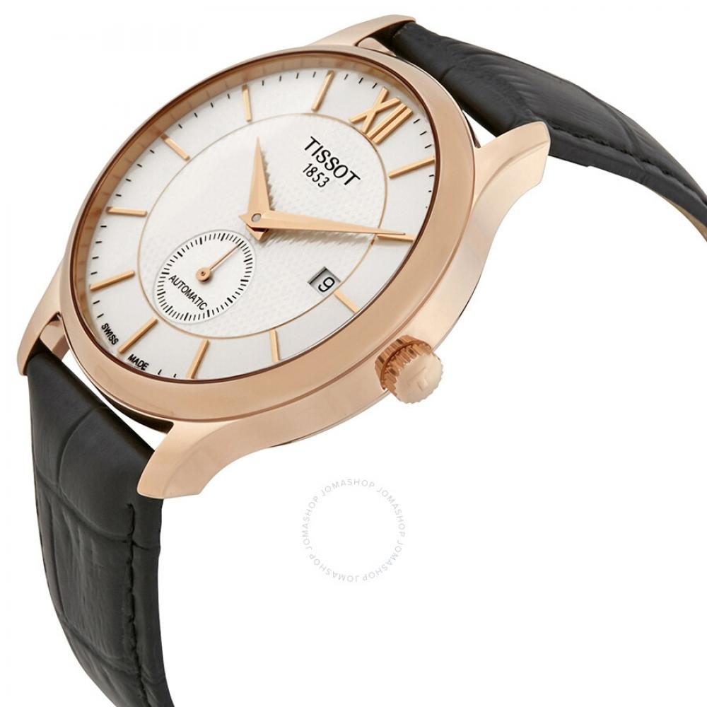 Tissot Tradition Silver Dial Men S Black Leather Watch T063.428.36.038.00