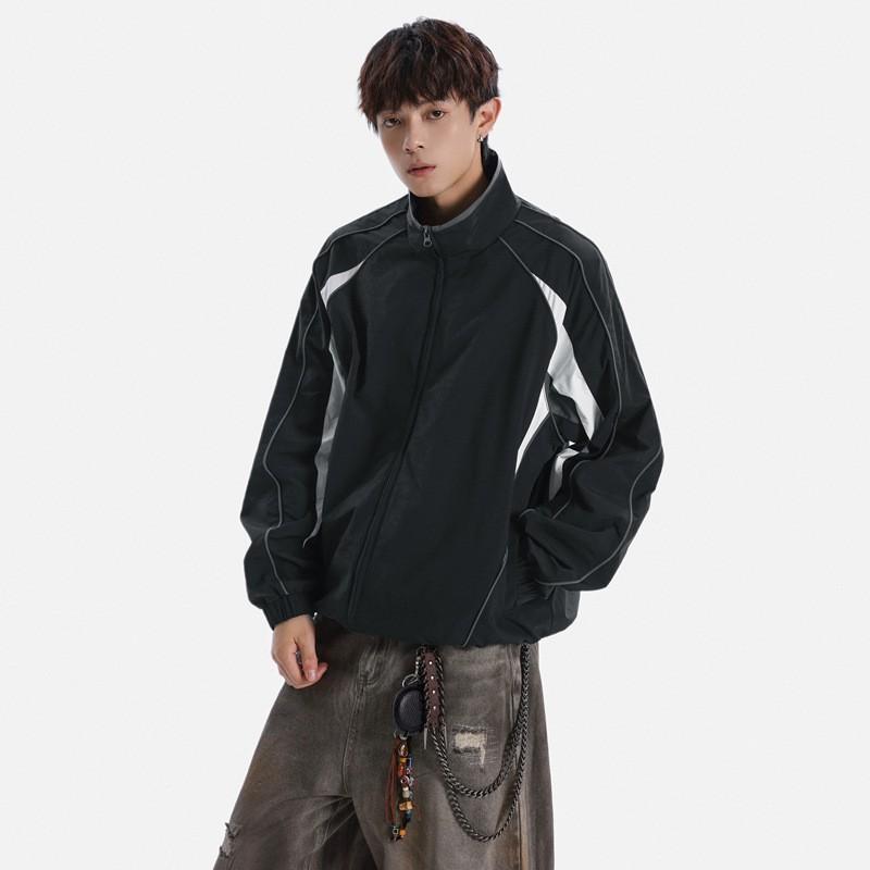 Unisex Oversized Stand Collar Patchwork Sport