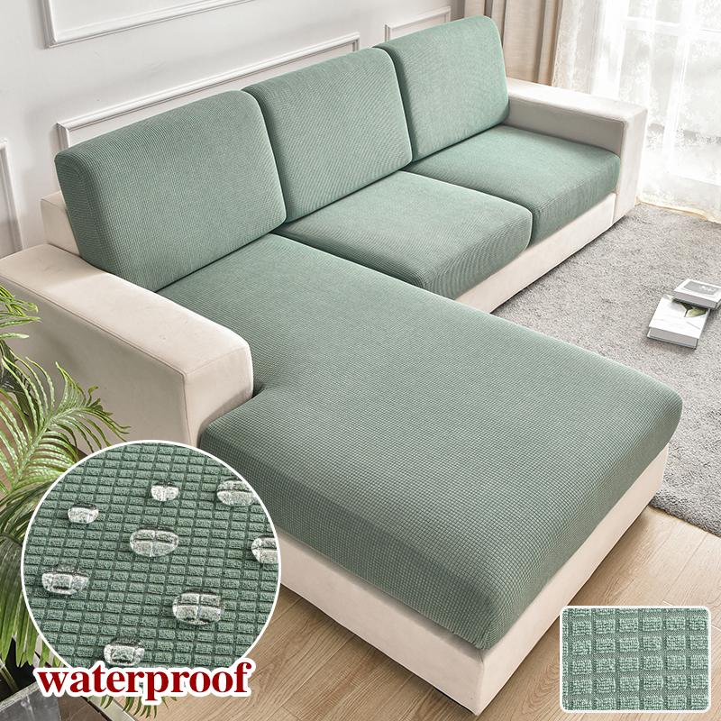 Waterproof Jacquard Sofa Cover For Living Room Kid Pets Solid Color Sofa Slipcover Couch Cover Seat Cushion Washable Removable