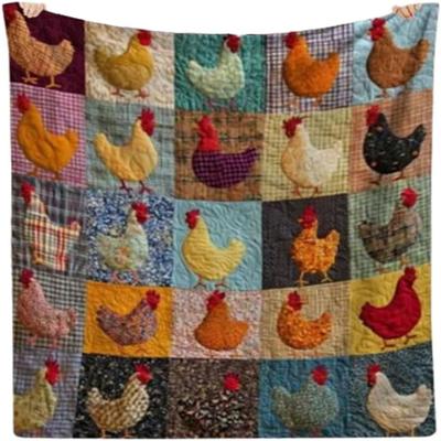 Pătură Plaid cu Cocoș Vintage Confortabilă, Pătură cu Imprimeu Plaid cu Cocoș Vintage, Pătură Distractivă și Drăguță cu Pui Confortabilă, Cuvertură Fermă Distractivă