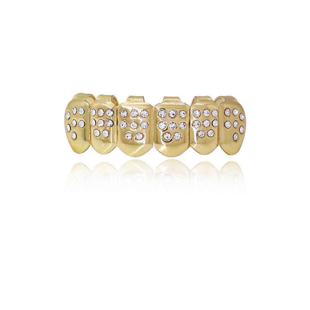 European & American Diamond-Studded Gold Plated Hip Hop Letter Grillz - Halloween Jewelry Gift