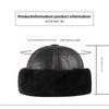 Große Größe Retro Rindsleder Bombermütze Winter Warm Halten Mützen Herren Damen Pu-Lederkappe Dickes Samt Papa Mütze Leder Große Größe Kappe