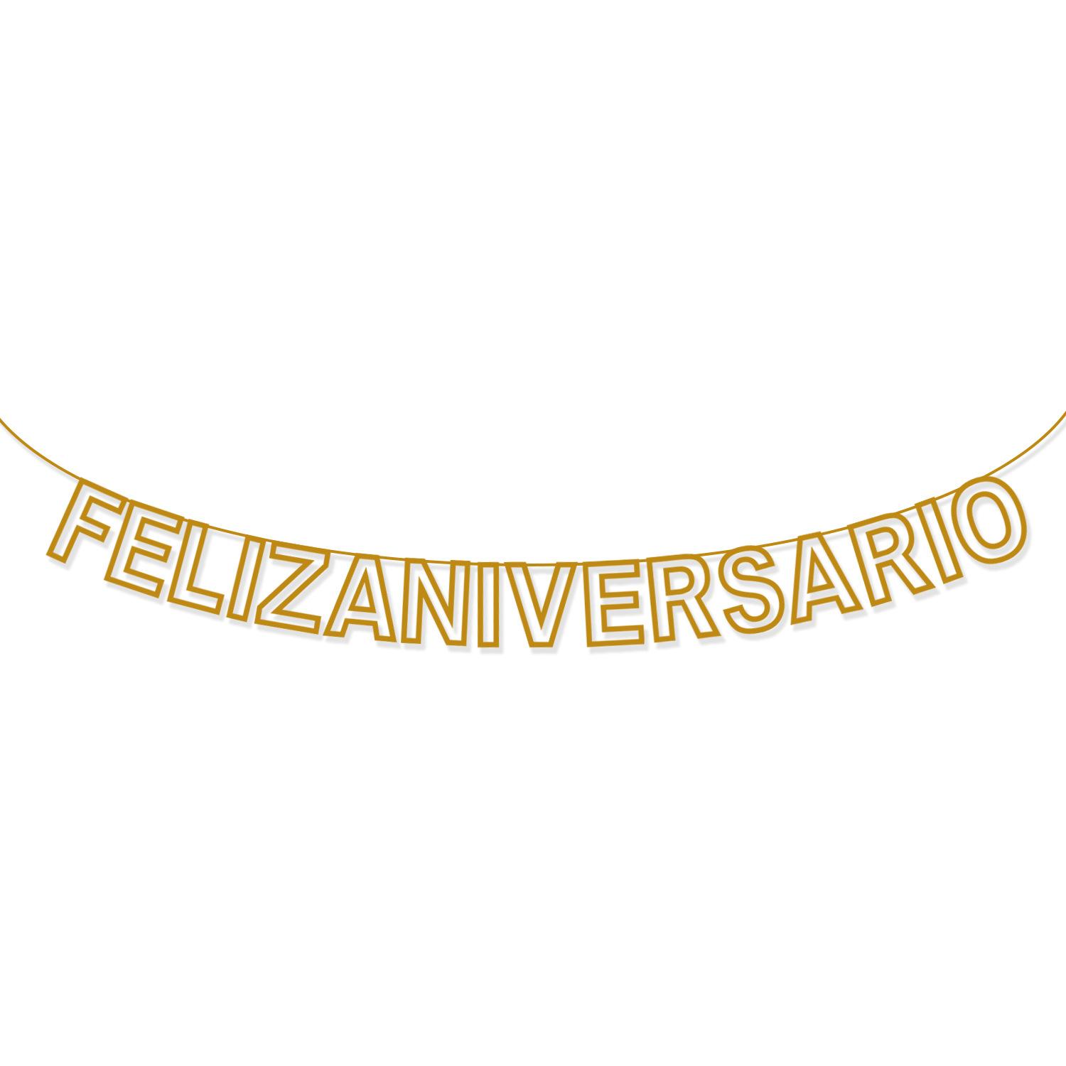 Spanish Hollow Letter Flag Feliz Aniversario Wedding Anniversary Celebration Latte Custom Golden Spanish wedding memorial flag