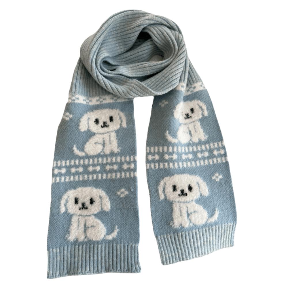 

Jacquard Puppy Cycling Neckerchief Sweet Cool Winter Wool Scarf Cartoon Cat Knitted Scarf Winter Style1