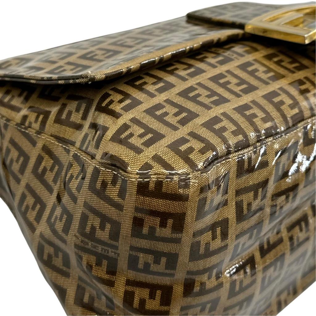 FENDI Zucchino mamma bucket Shoulder Bag Brown Women one belt used