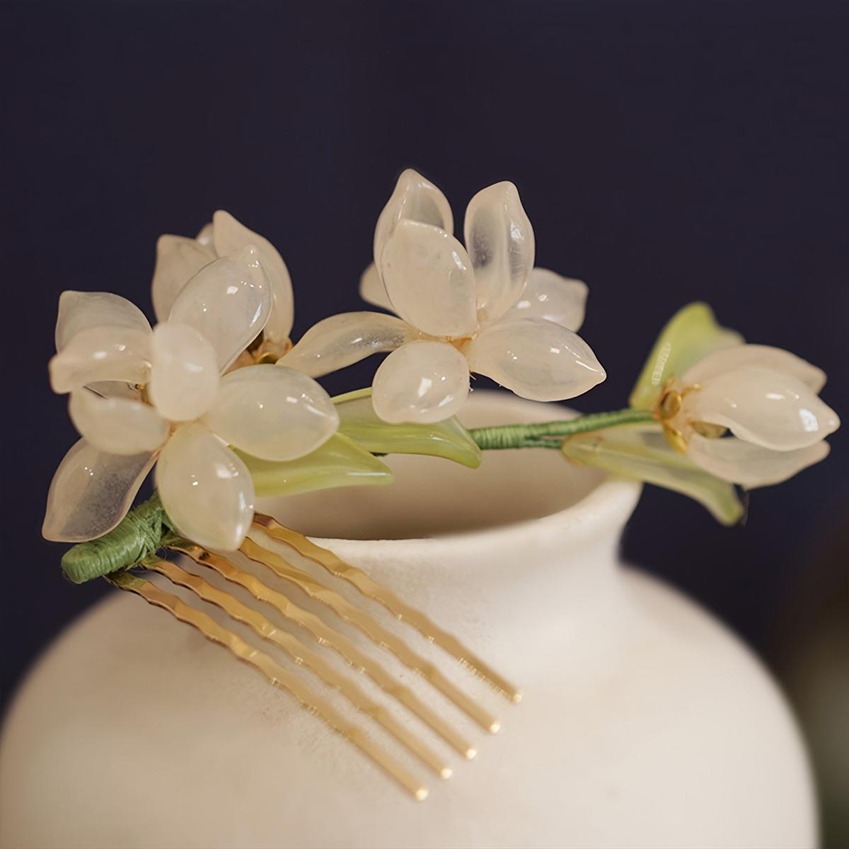 

New Chinese Style Cool Jade Orchid Glass Hairpin Ancient Style Cheongsam Hanfu Hairpin Party Banquet Daily Dressing Accessories