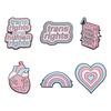 Pink Whimsical Cartoon Heart Brooch Fun Rainbow Heart Drink Box Letter Shaped Accessory Pin