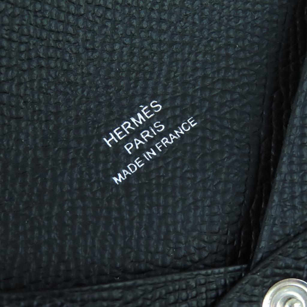 Estojo para Cartões HERMES Calvi Impecável Porta-Moedas de Negócios Couro Epsom Preto Usado