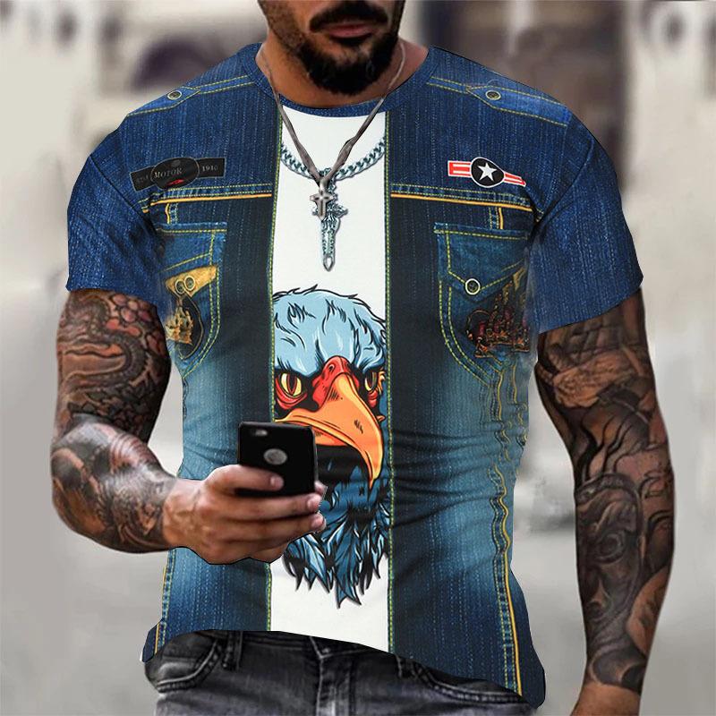 Mode Herren T-Shirts 3D-Druck Anzug und Krawatte Muster schlichtes Kurzarm-T-Shirt für Herrenbekleidung High Street Streetwear Tops