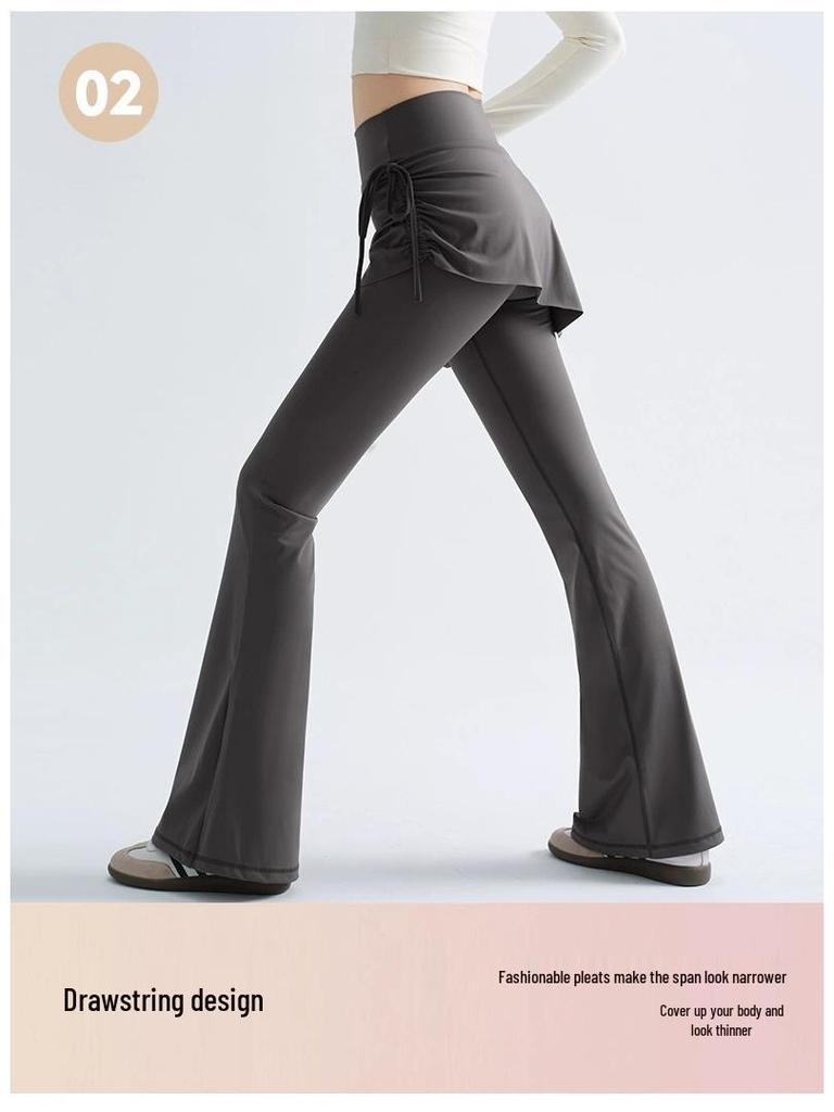 Plus Size Velvet Micro-Flare High Waist Yoga Pants for Women - Slimming Autumn/Winter Outerwear