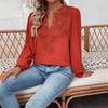 2026 Europe Autumn/Winter V-neck Lace Solid Color Long Sleeve Casual Women's Top