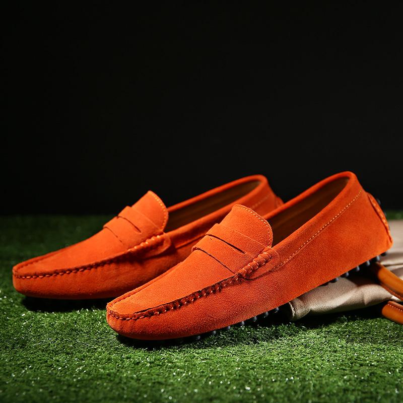 Plus Size 38-49 Penny Loafers Men Shoes Soft Man Moccasins Spring Autumn Suede Leather 2025 Slip On Flats Mens Driving Shoes