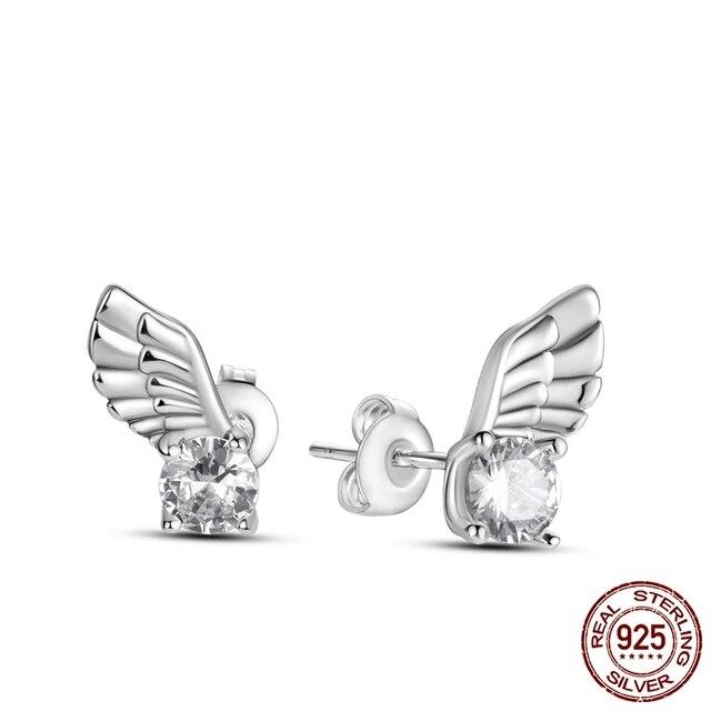 Neue Design Stern Flügel Ohrstecker Creolen für Frauen Freundin Frau Silber 925 Schmuck Geschenk Tropfen Ohrringe
