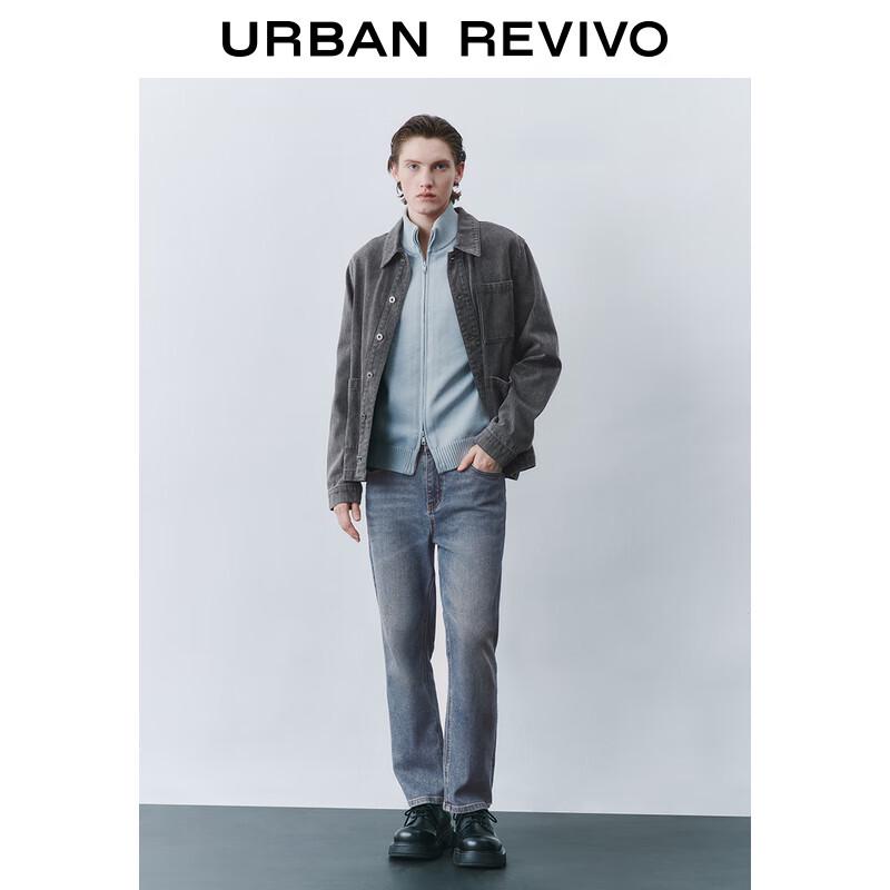 UR Men's 2025 Spring Washed Multi-Pocket Denim Jacket