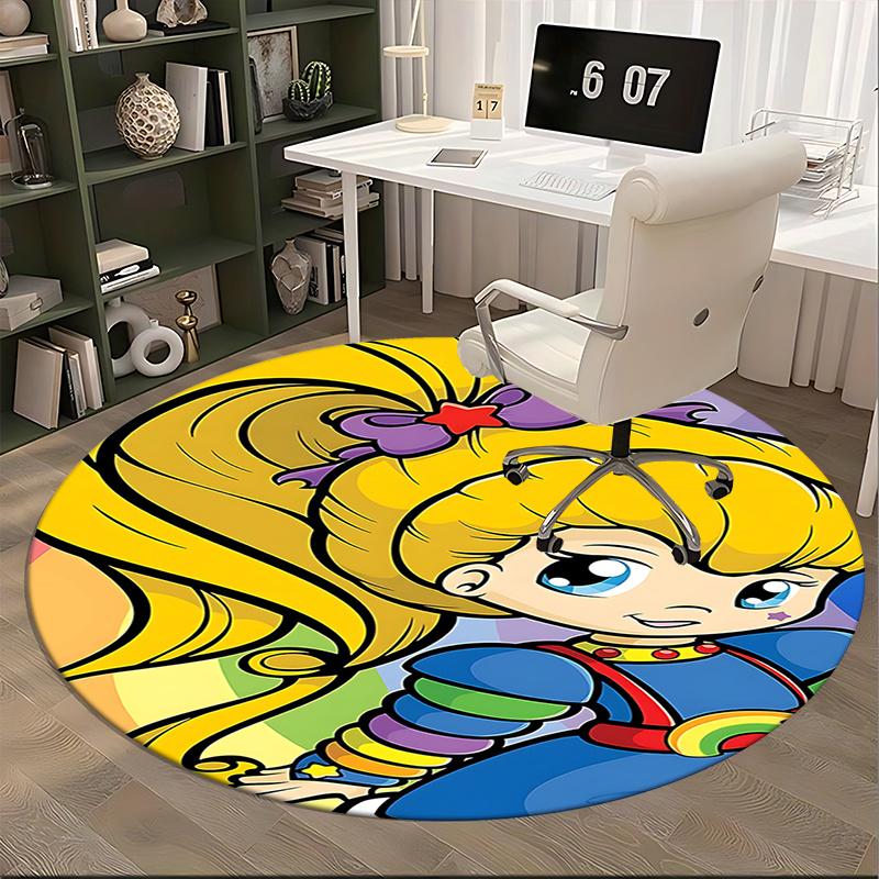 Rainbow Brite Colorful Cartoon Chair Mat - Round Carpet for Home Decor