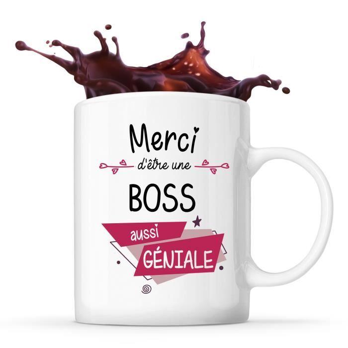 Mug - Merci - Boss Géniale - Céramique - 325 ml - Imprimé Recto/Verso