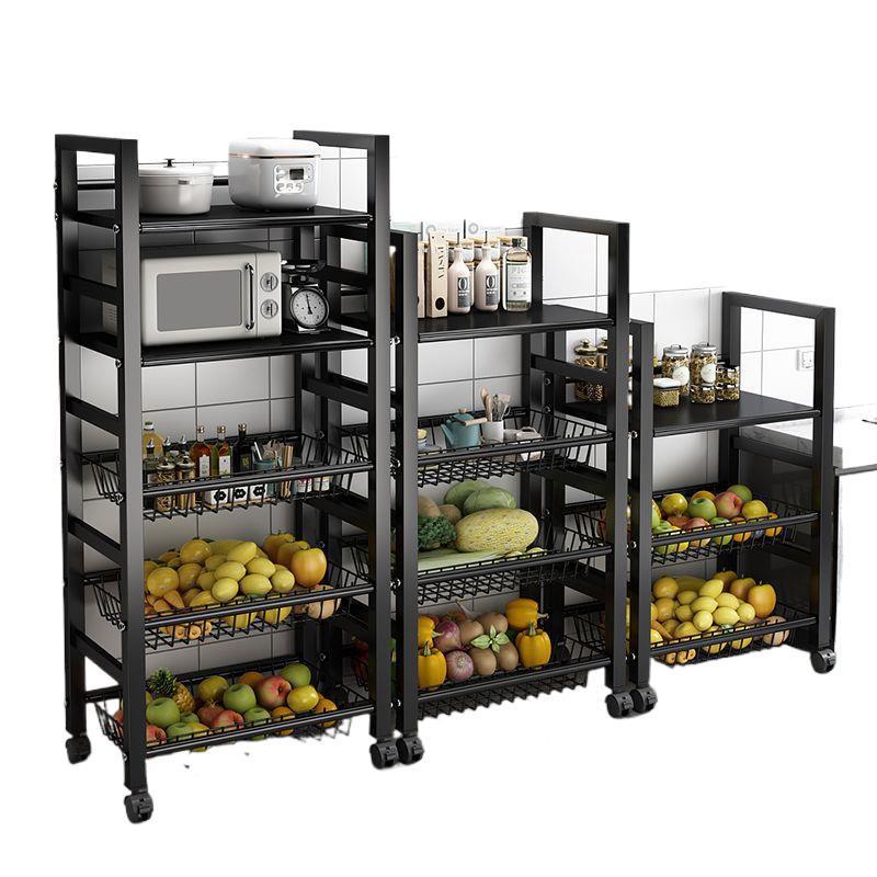 Multi-Layer Kitchen Vegetable & Microwave Storage Rack with Wheels
