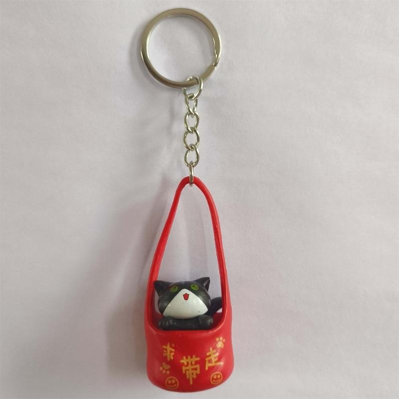 Cartoon Cats Keychain Lovely Kitten Keyring Backpack Handbag Pendant Car Key Chain Adorable Pet Bag Charm Decorations