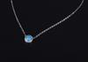 KELITCH Fashion Women's Choker Necklace Synthetic Opal Oval Pendant (16-18 inch) Chain (Blue)