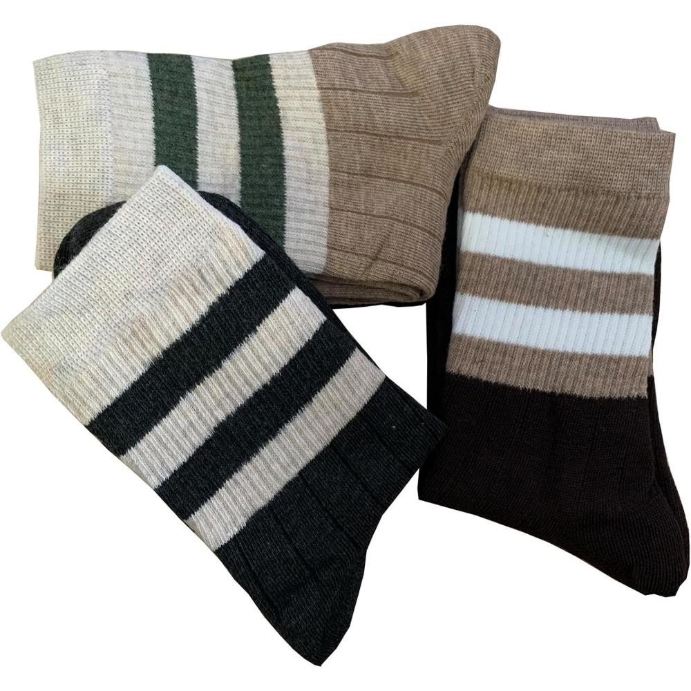 5 Pairs Retro Striped Womens Socks Athletic Crew Socks for Women Cozy Boots Socks Thermal Socks for Women